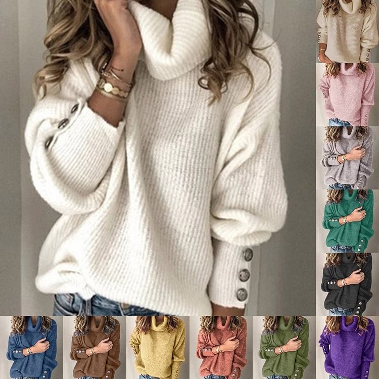 TURTLENECK WARM KNITTED OVERSIZED SWEATER