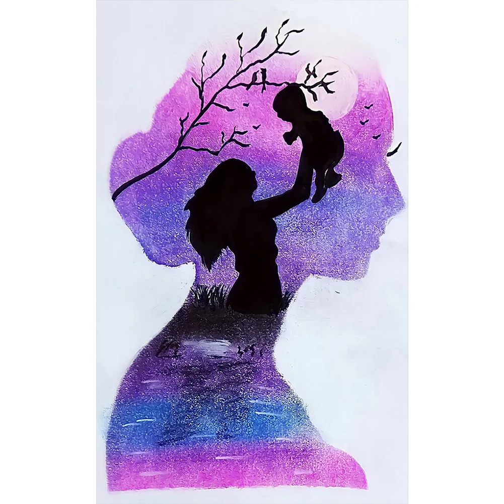 Full Round Diamond Painting 30*50cm - Mother Earth Silhouette