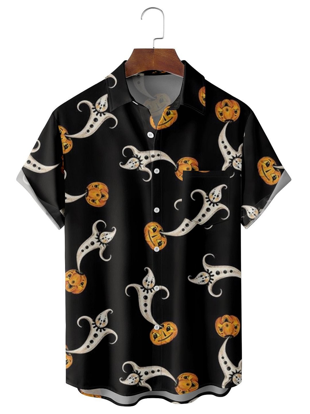 Men's Halloween Fun Pumpkin Ghost Print Shirt