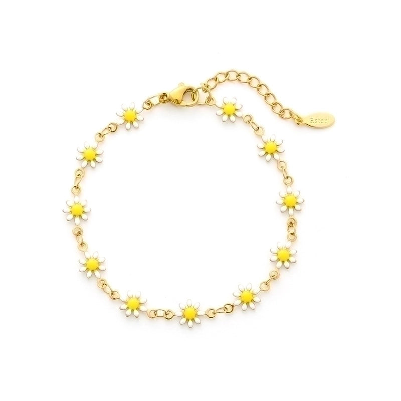 Cute Flower Stainless Steel 18K Gold Plated None Bracelets In Bulk