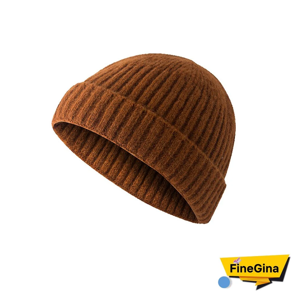 Men's & Women's Warm Plain Knitted Melon Leather Hat