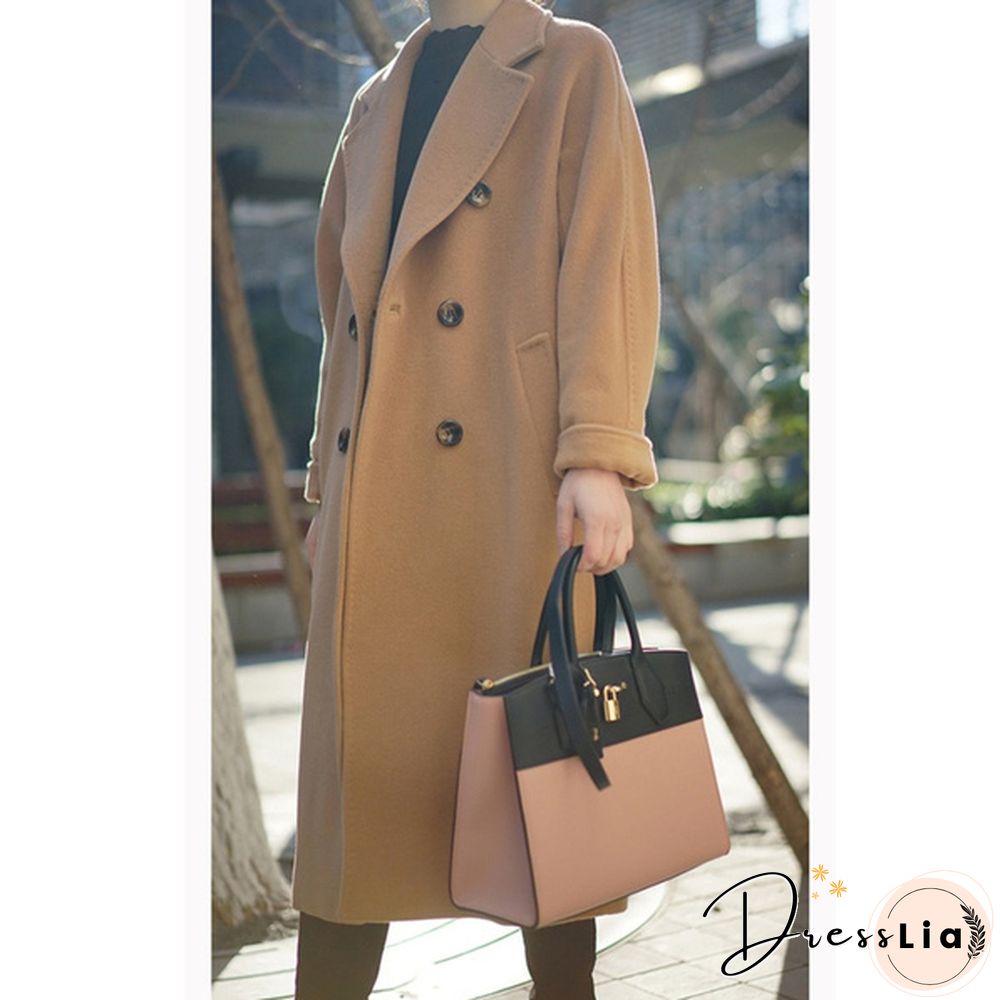 Double-breasted Double-sided Cashmere Coat Women's Long Wool Casual Coat
