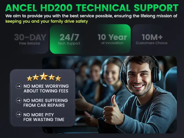 Product Introduction of ANCEL HD200 Bluetooth Heavy Duty Truck Scanner All System Diesel Diagnostic Tool HDOBD & OBD2 Code Reader （Speed Limit Reset only for for Cummins & Caterpillar Engines） Lifetime Free Updates 16