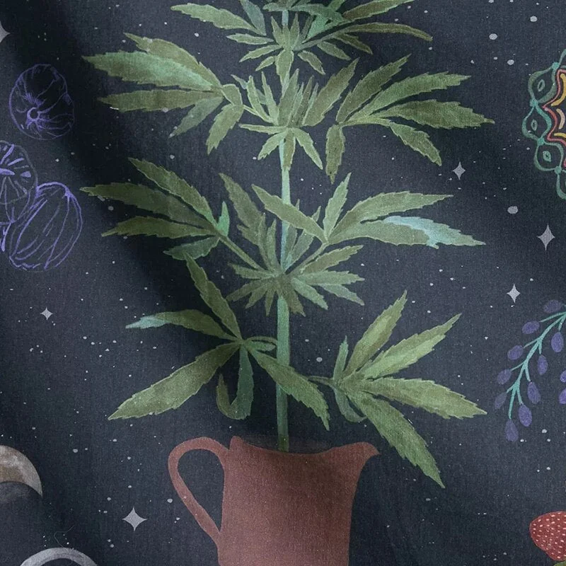 Psychedelic Moon Phase Tapestry Bohemia Flowers Plants Pattern Blanket Tapestry Bedroom Bedspread Decoration Sky Carpet