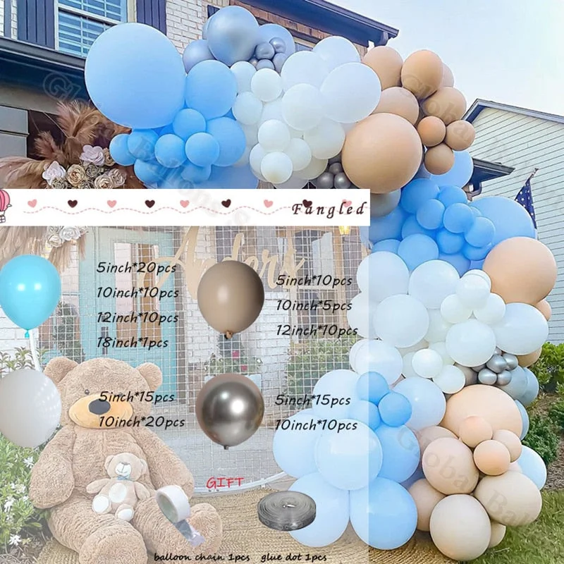 126Pcs White Macaron Blue Balloon Arch Garland Kit DIY Global Decoration Engagement Anniversary Wedding Party Baby Shower Decor