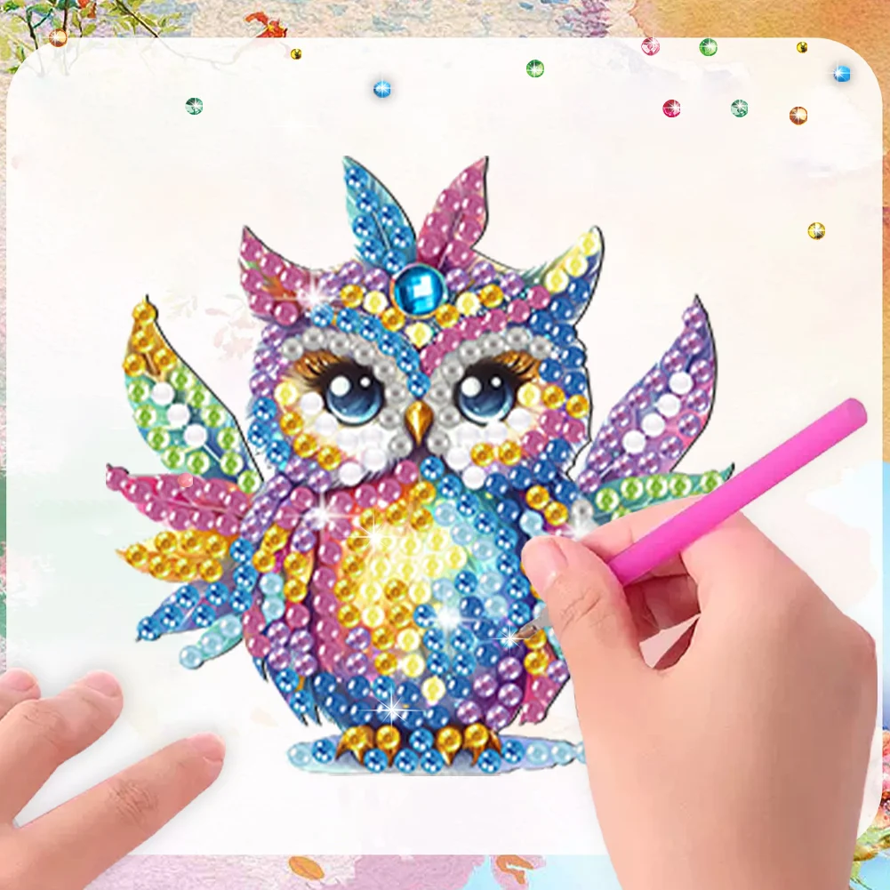 6Pcs DIY Owl Acrylic Special Shape Fridge Stickers Diamond Painting Fridge Magnet