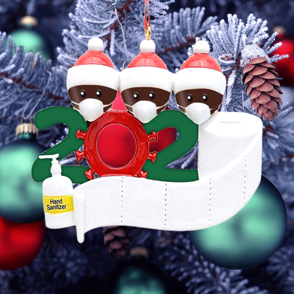 Black Man Christmas Tree Ornament DIY 2020 Name Face Mask Snowman (3 Heads) от Cesdeals WW