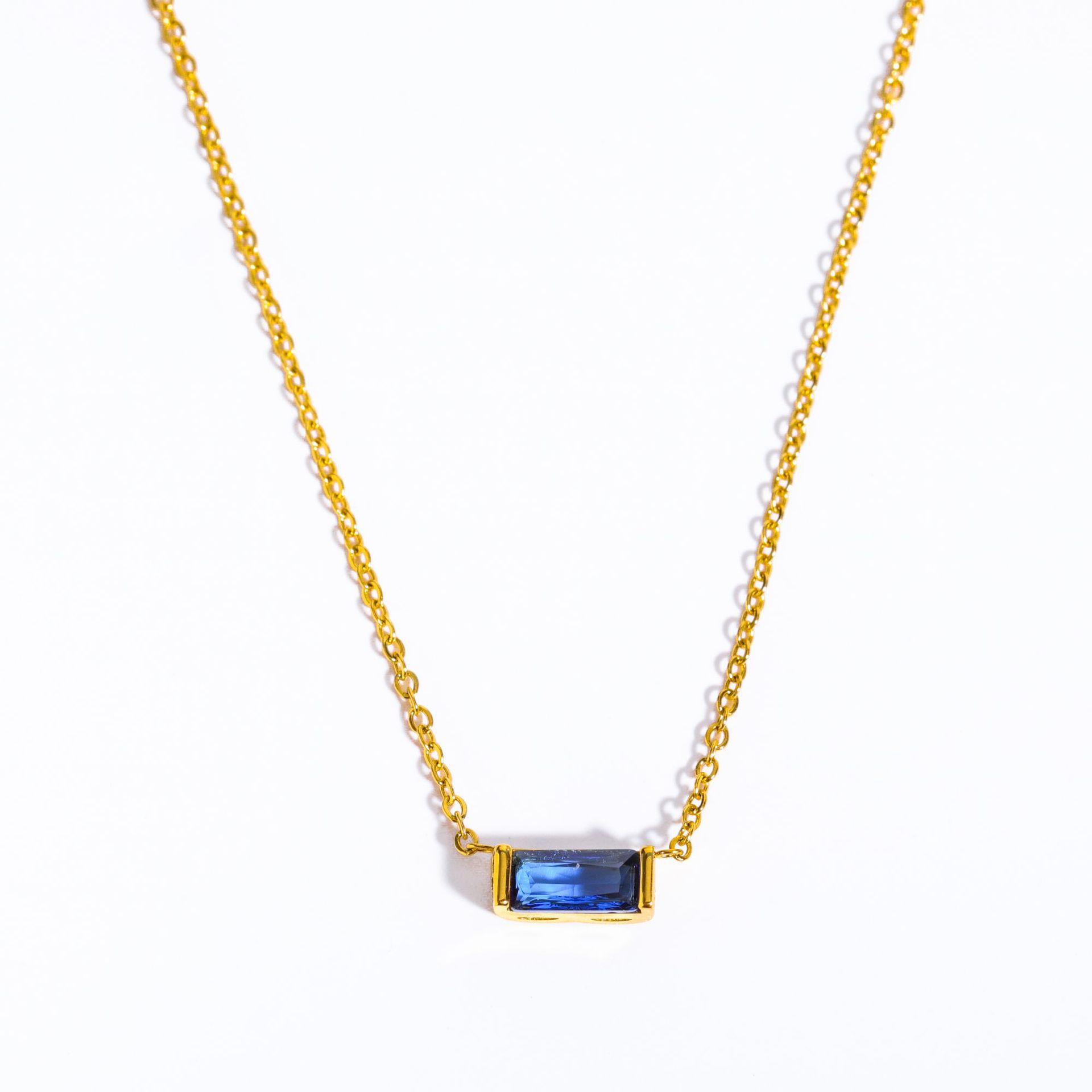 Women's Square Crystal Pendant Necklace