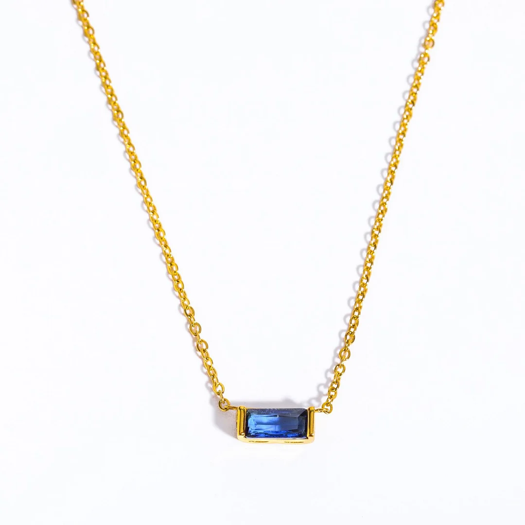 Women's Square Crystal Pendant Necklace