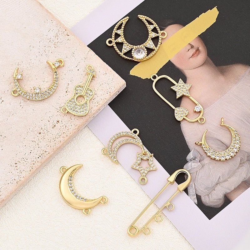 DIY Handmade Jewelry Accessories Micro Inlaid Zircon Moon XINGX Pin Guitar Connector