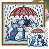 Blue And White Porcelain-Cat-11CT Stamped Cross Stitch 40*40cm/15.75*15.75in