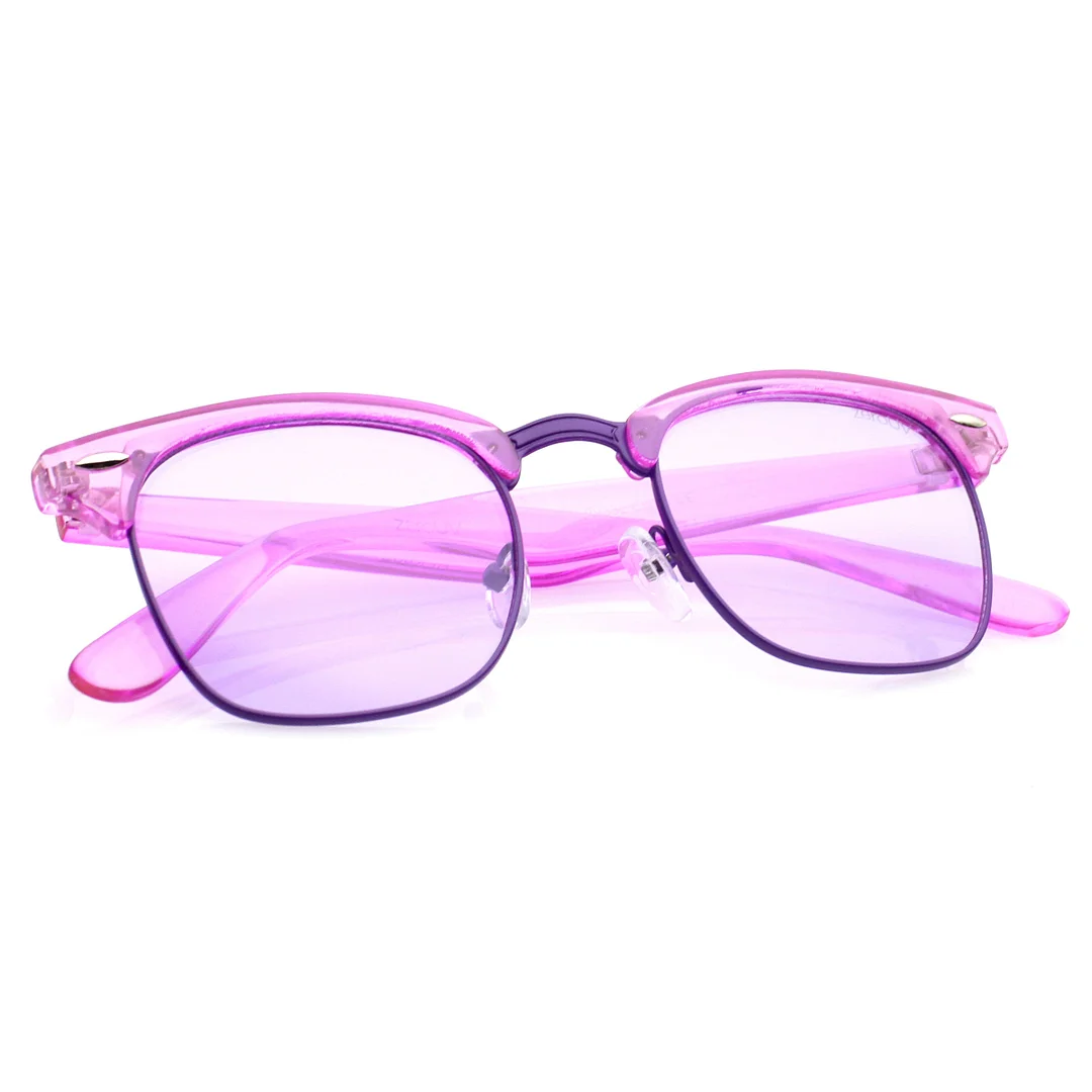 Classic Translucent Horn Rimmed Square Color Tinted Lens Half Frame glasses 49mm