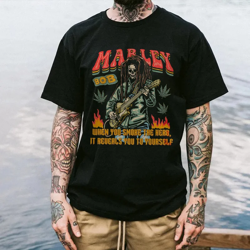 Marley Bob Skeleton Printed Men's T-shirt -  