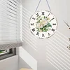 2D DIY Acrylic White Flower Diamond Painting Wall Clock Pendant w/Clock Function