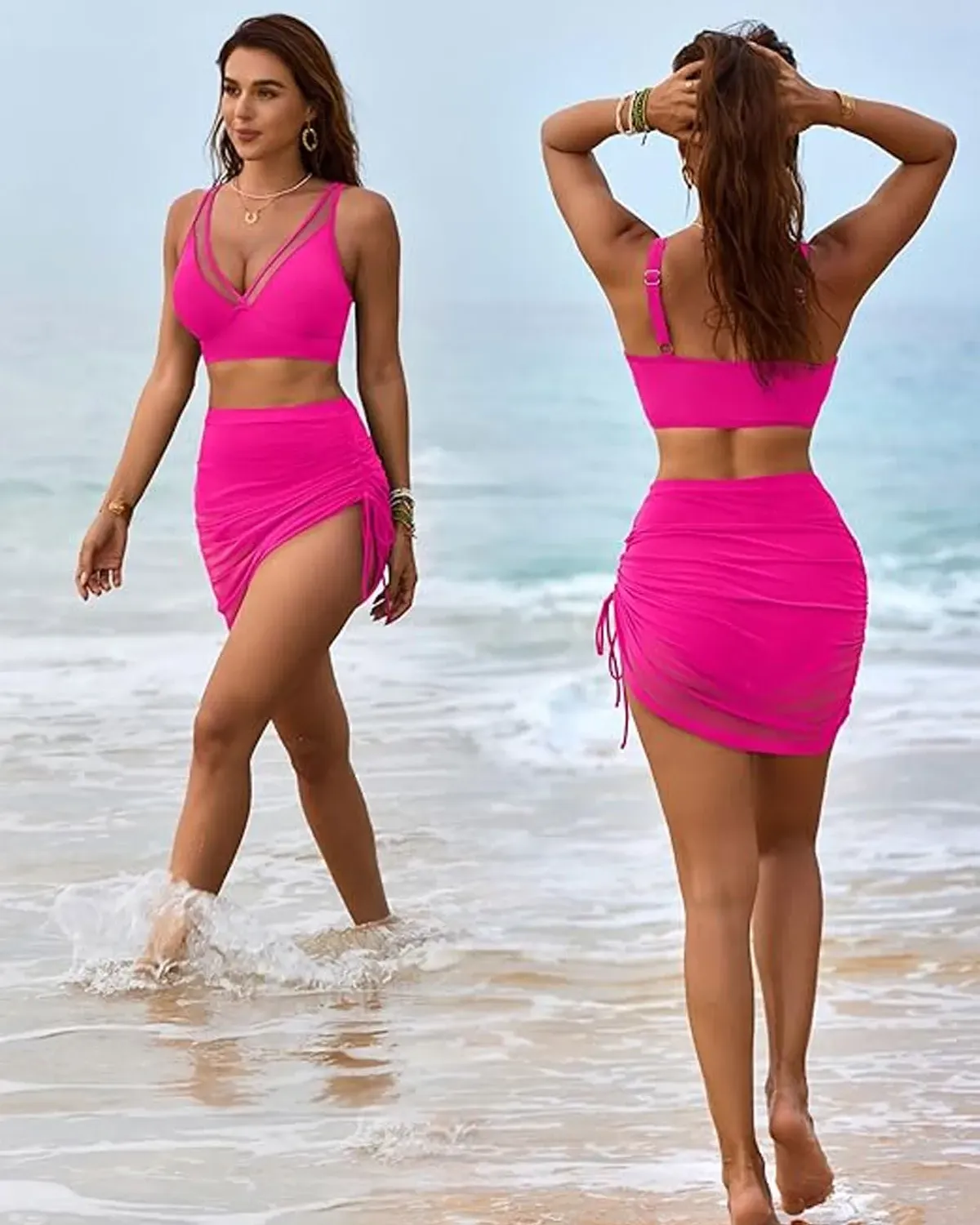 【Buy One Get One Free】High Waist Tummy Control Bikini Set Swimsuit