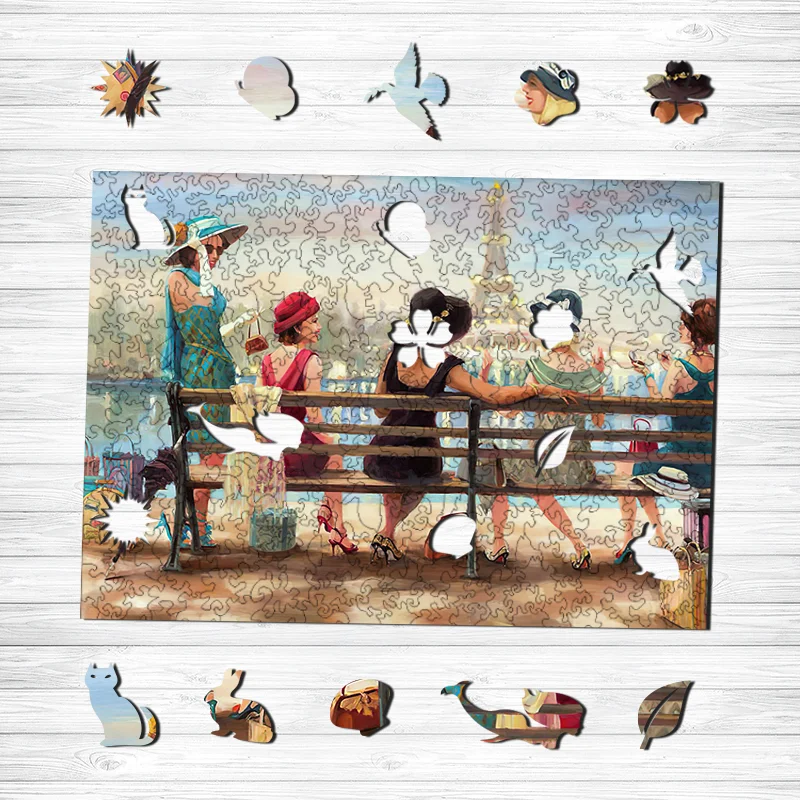 Jeffpuzzle™-JEFFPUZZLE™ Parisian Women Wooden Puzzle