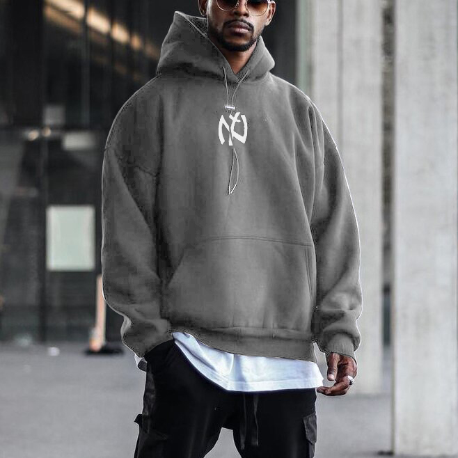 Men's Modern Casual Printed Color Long Sleeve Hoodie