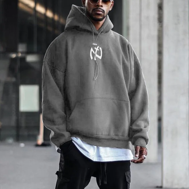 Men's Modern Casual Printed Color Long Sleeve Hoodie