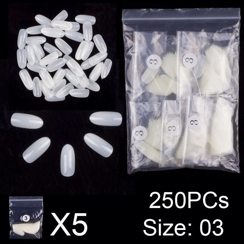 250 PCS Same Size Fake Nails Oval Shape False Nail Tips For Drawing Nail Design Acrylic Full Nails Art Size 0 1 2 3 4 Available-Nail Inspo