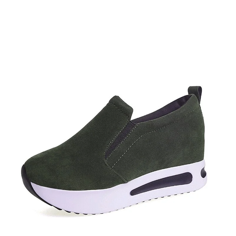 Women Sneakers Casual Vulcanized Shoes Ladies Wedge Thick Platform Elastic Band 2021 Spring Summer Increasing Footwear Female