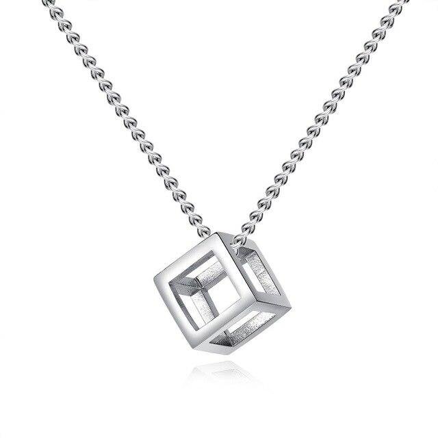 Square Hollow Cube Zircon Diamond Star Pendant Necklace-Mayoulove