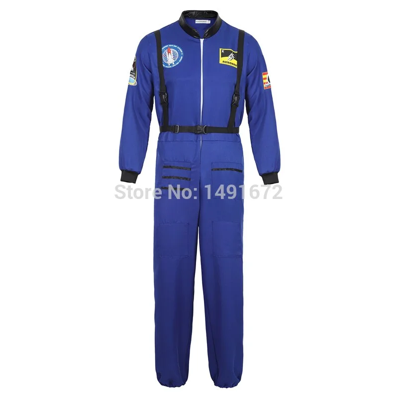 astronaut costume adult astronaut women men flight space suit jumpsuit halloween cosplay one piece overalls blue white orange