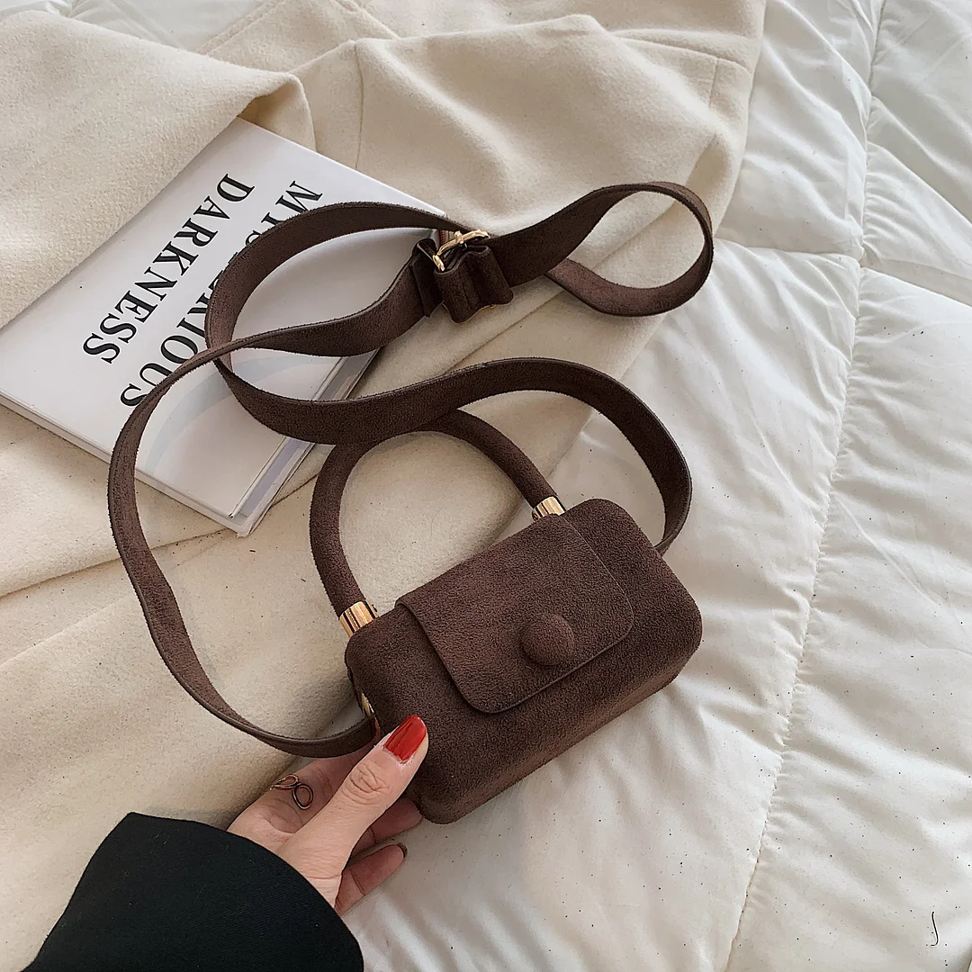 էѧӧܧ Small Vintage Faux suede Underarm Baguette Shoulder Crossbody Bags For Women 2021 Winter Simple Handbags and Purses