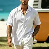 Men's Vacation Cotton-Linen Short-Sleeve Shirt With Chest Pocket by Inlyline