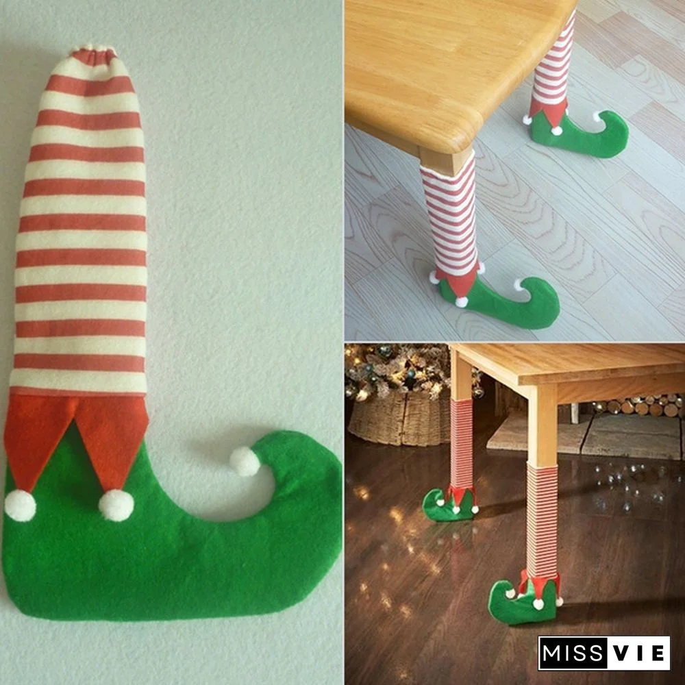 4Pcs/Set Elf Santa Chair Table Leg Covers Christmas Table Decoration Novelty