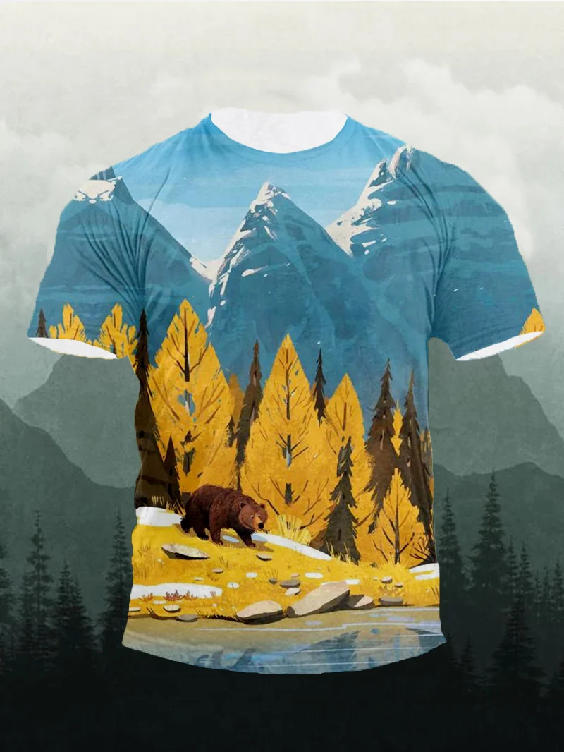 America Wildlife Print Short Sleeve Men's T-Shirt in  mildstyles