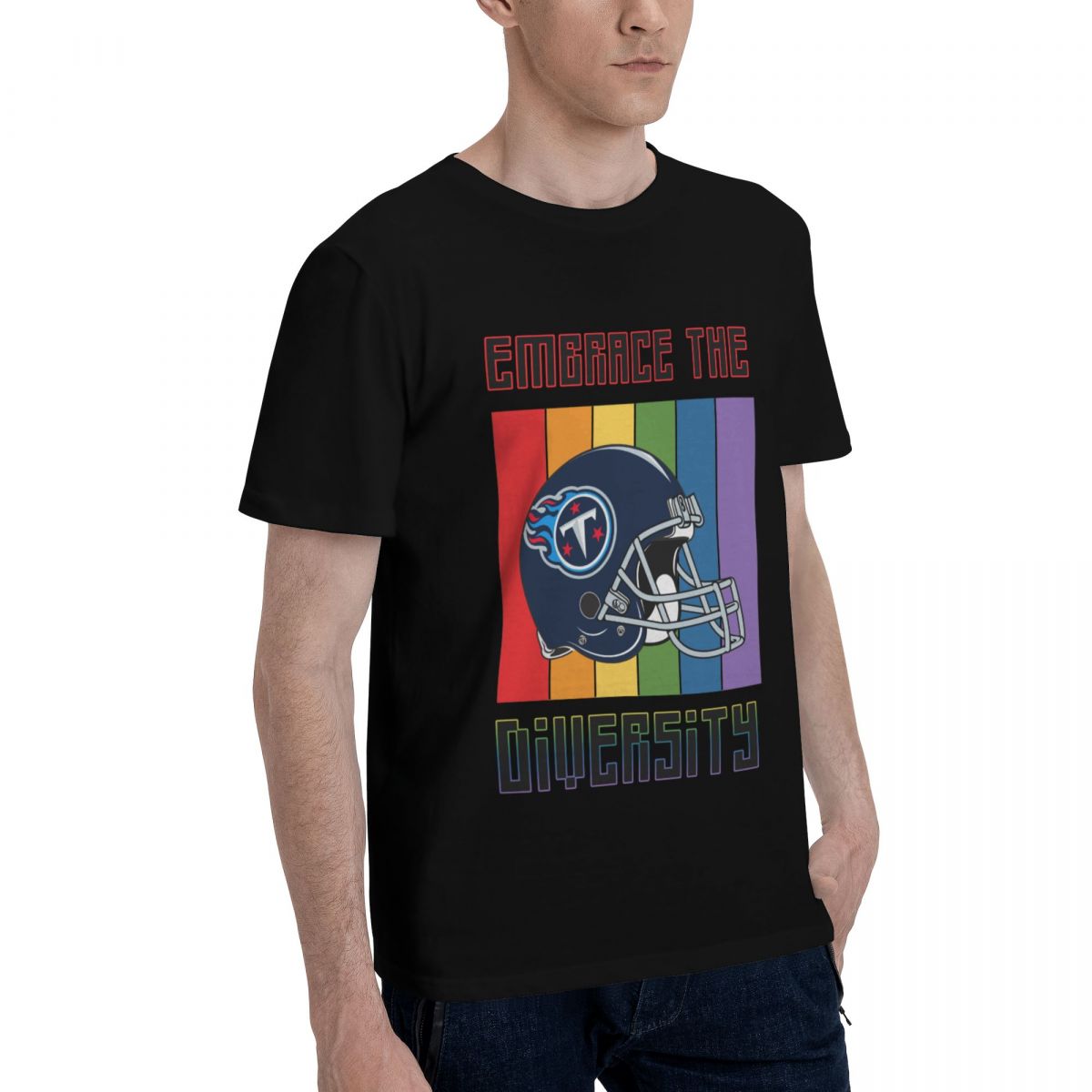 Tennessee Titans Embrace The Diversity Men's Cotton Crewneck T-Shirt