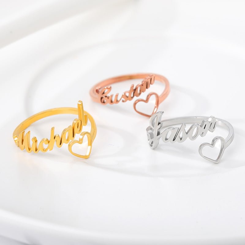 Custom Ring Name Stainless Steel Ring Open Ring