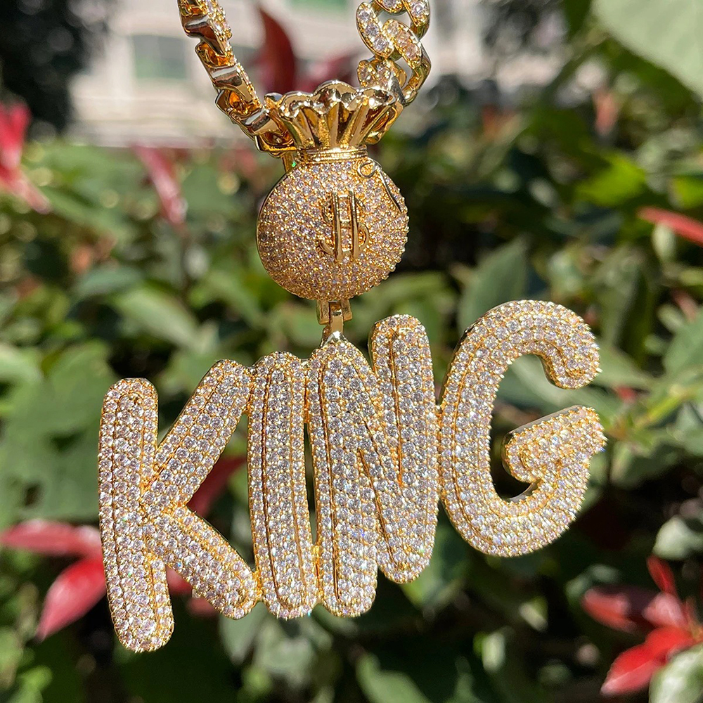 Custom Name Gold/Silver Letter Money Bag Clasp Pendant Necklace