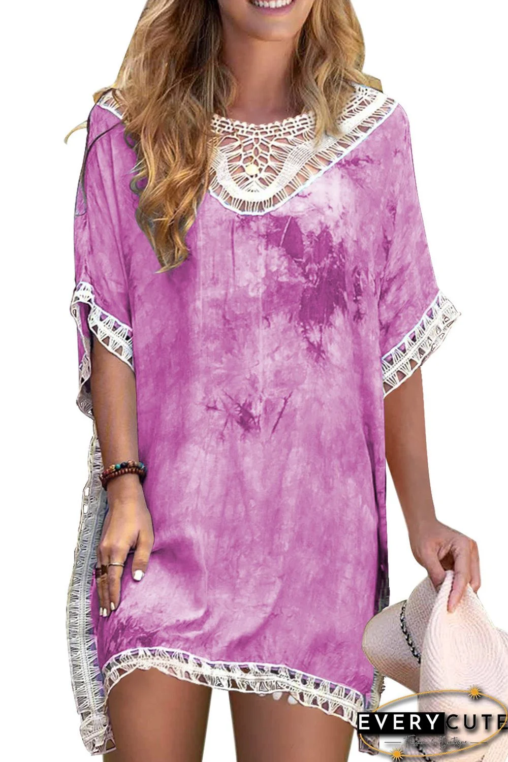 Purple Crochet Tie-dye Beach Dress