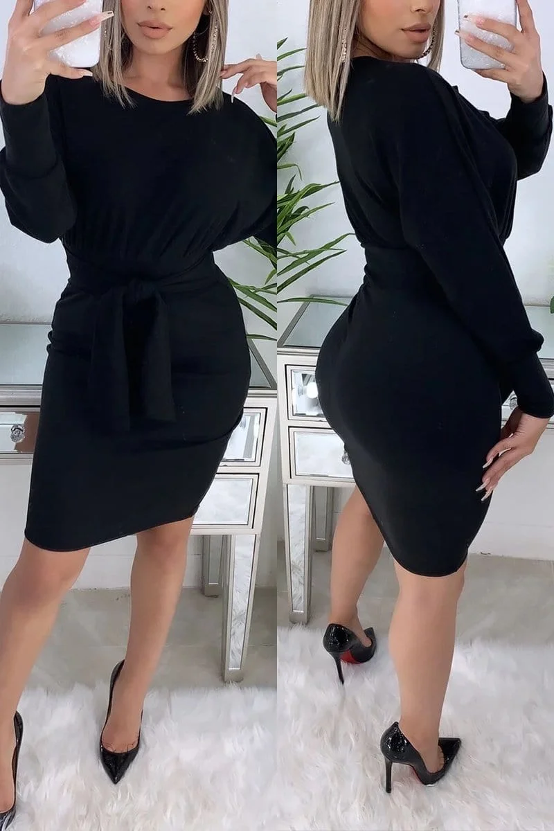 Fashion Round Neck Long Sleeve Dress