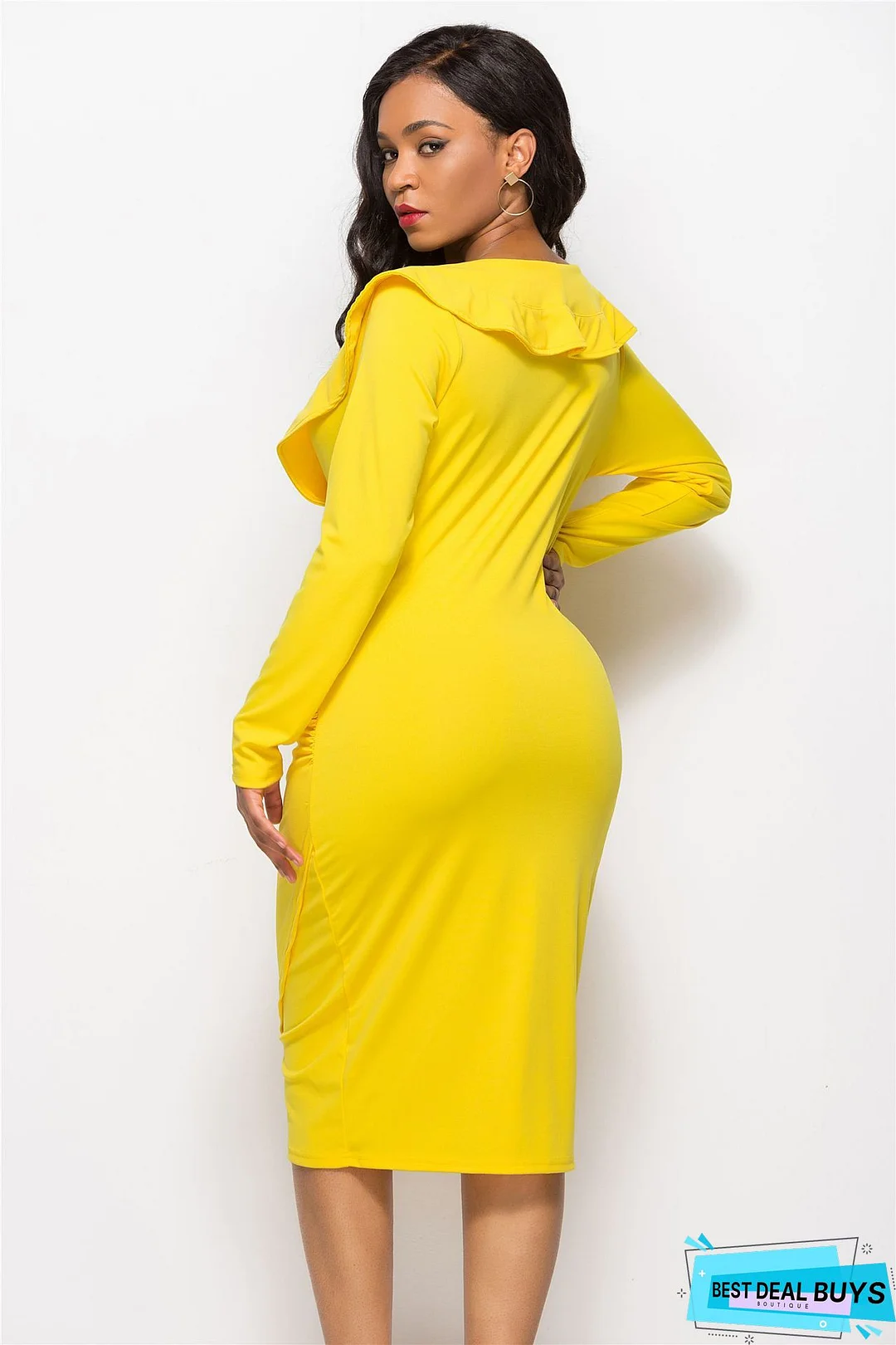 Women's Sheath Dress Maxi Long Dress Red Long Sleeve Solid Color Ruched Ruffle Zipper Winter Elegant