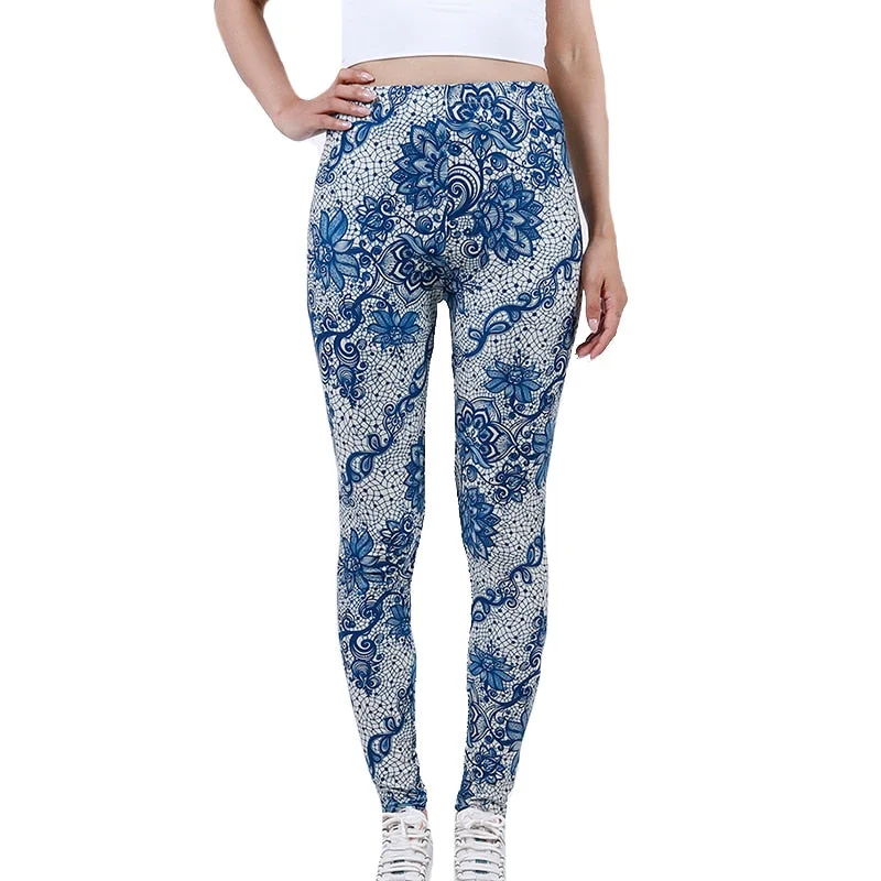 CUHAKCI Leggings Women's Space Dark Blue Leggins Print Pants High Quality Fitness Trousers Mujer Hot Gym Stretch Sportswear