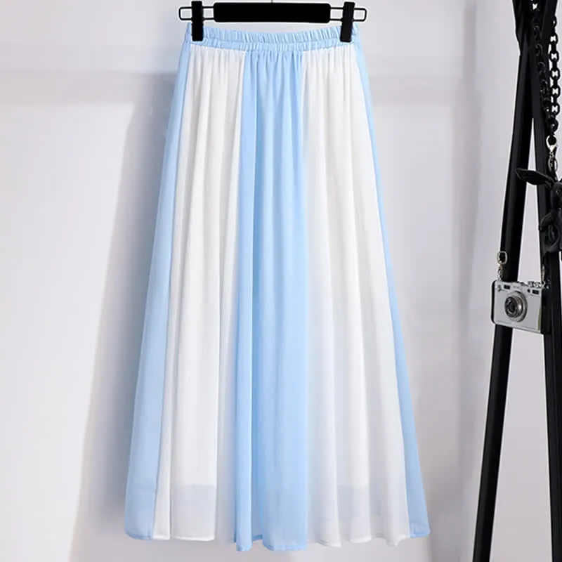 Vintage Hanfu Floral Embroidery Shirt Skirt Two Pieces Set