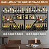 [US Local Warehouse] Metal Wall Mounted Wine Rack 3-Tier with Glass Holder for Kitchen Home Black