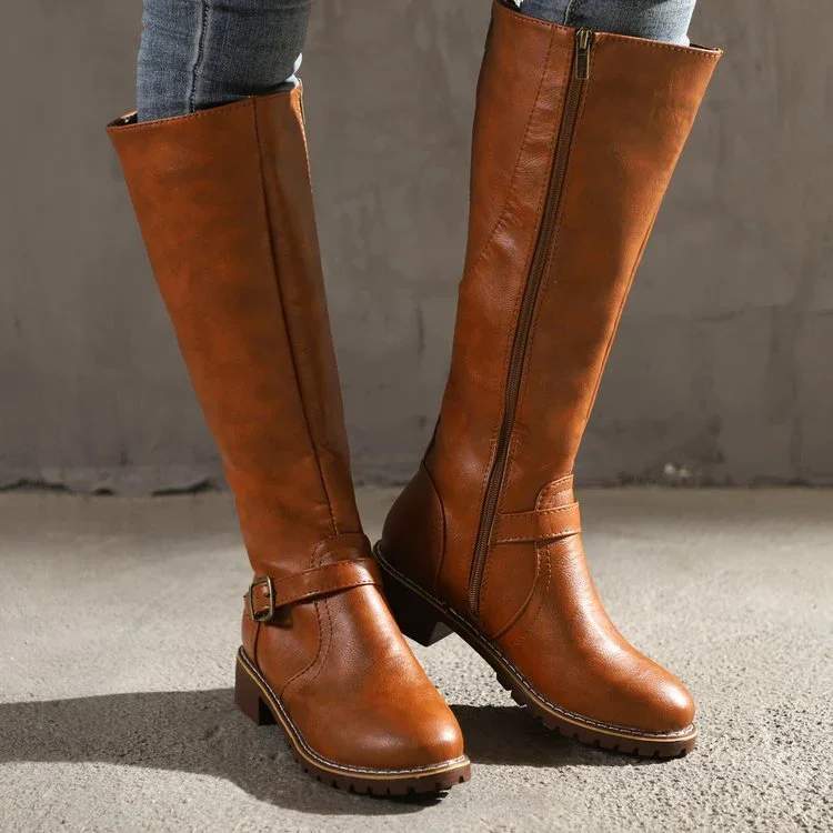 Women's Zip Tall Winter Leather Boots