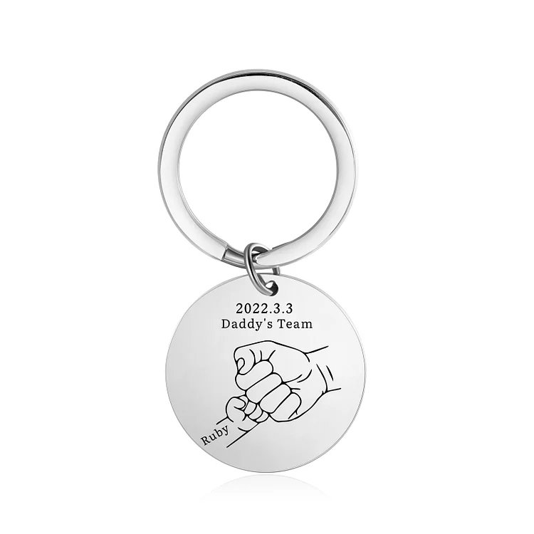 Father's Day Gifts Fist Bump Keychain Custom 1 Kid's Names Keyring