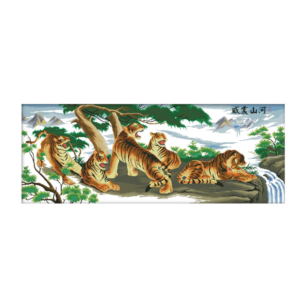 

Tigers - 14CT Stamped Cross Stitch - 114*46cm, 501 Original
