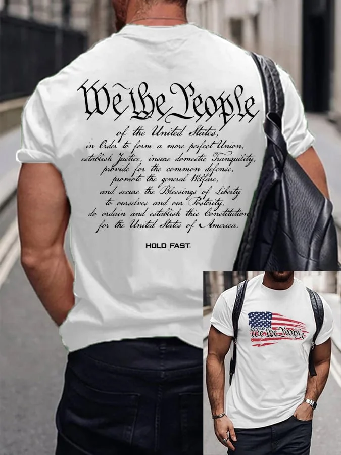 Men'S We The People Print Round Neck Short Sleeve T-Shirt