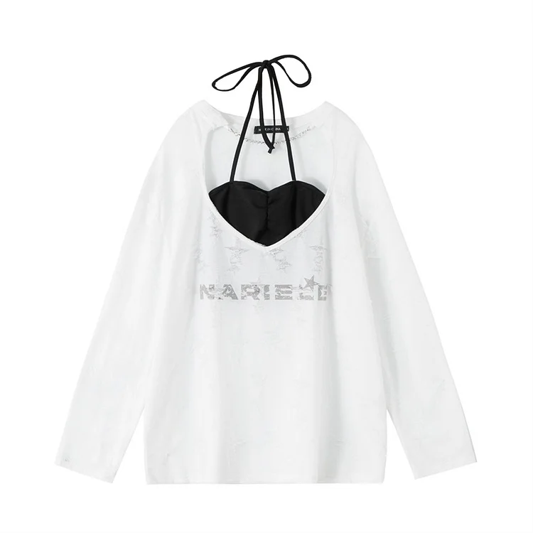 Casual Printed Long Sleeve V-Neck T-Shirt - yankia