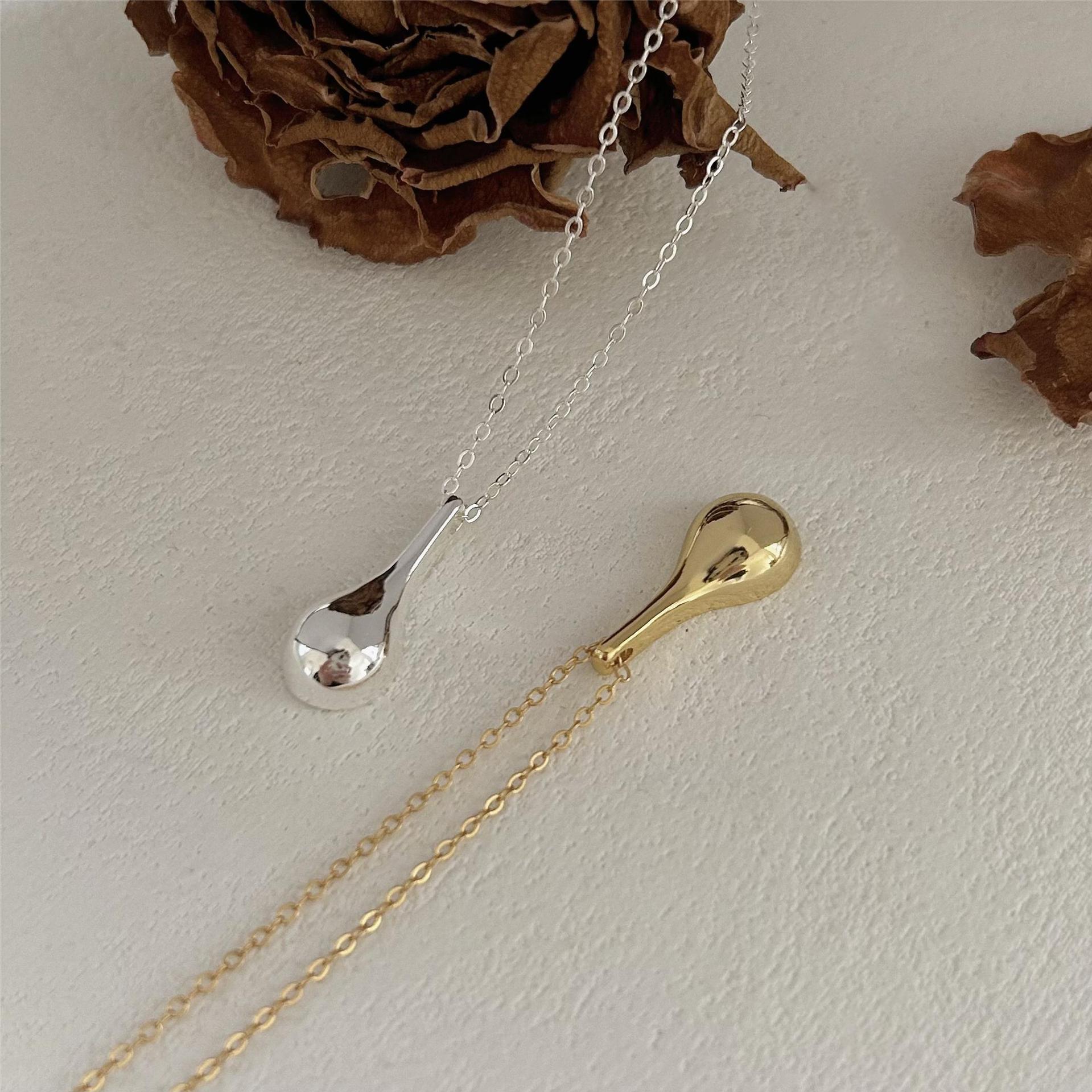 925 Sterling Silver Korean Tulip Geometric Silver Electroplating Necklaces