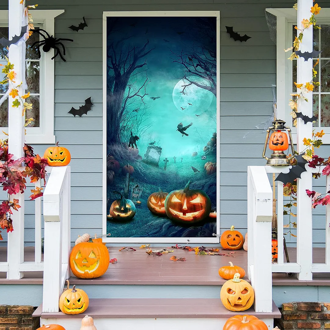 Scary Halloween Pumpkin Door Set