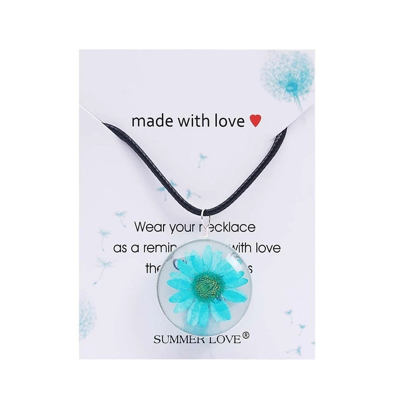 Minimalist Flower Glass Leather Rope Women's Pendant Necklace 1 Piece