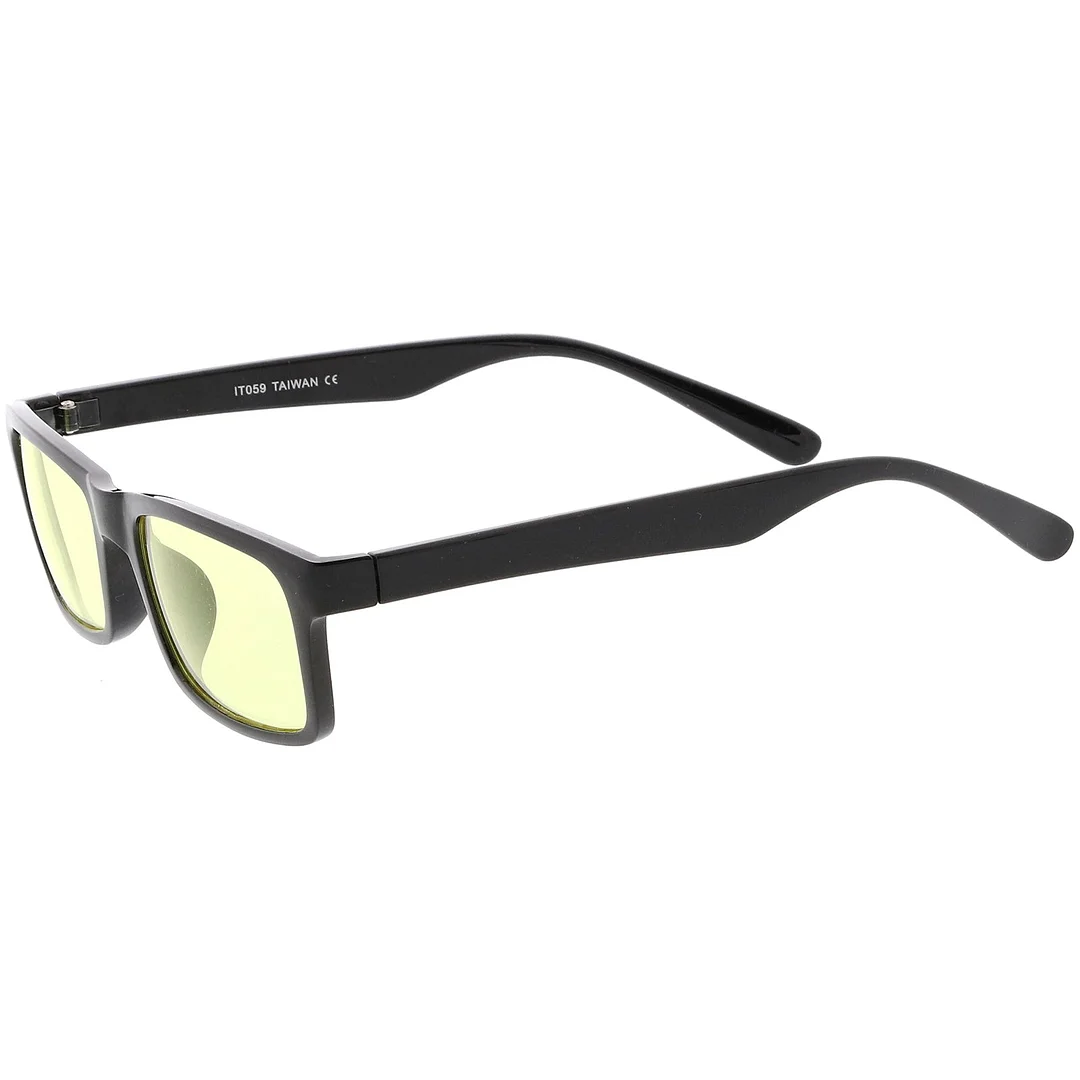 Retro Horn Rimmed Rectangle glasses Wide Arms Color Tinted Lens 52mm