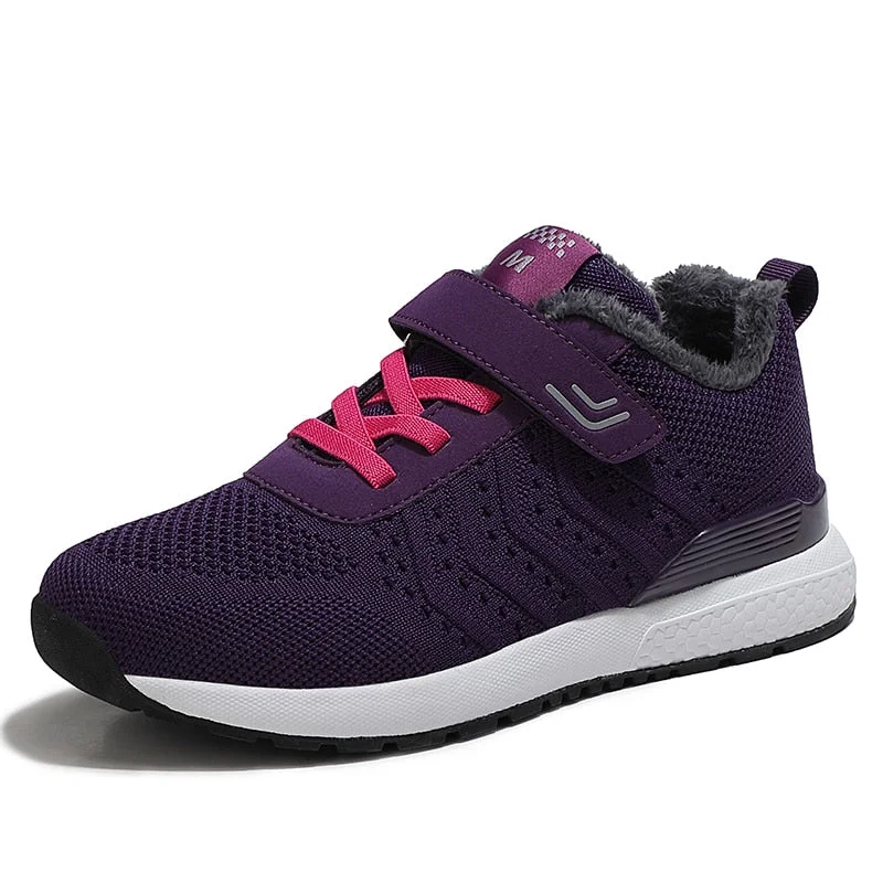 Nine o'clock Quality Mesh Men Casual Shoes Winter Warm Lined Female Sneakers Anti-skid Breathable Footwear Stylish Soft Bottom