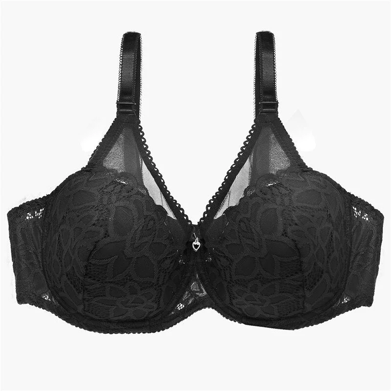 FINETOO Summer Ultrathin Lace Bra Sexy Bras For Women Plus Size Bra Female Lingerie C D Cup Large Size Brassiere Lady Underwear